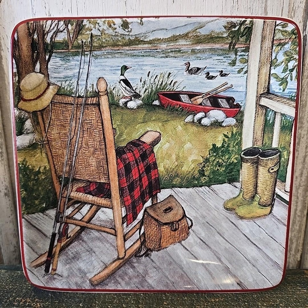 Certified International Susan Winget Lake Retreat Canape Plate Square 6" NEW #4